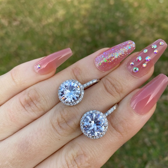 NEW Elegant 925 Silver Drop Earrings Cubic Zircon - Picture 5 of 6